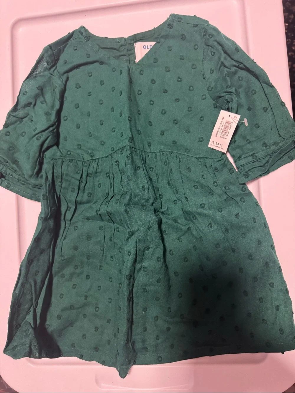 Old Navy Emerald Green Textured Swiss Dot Top